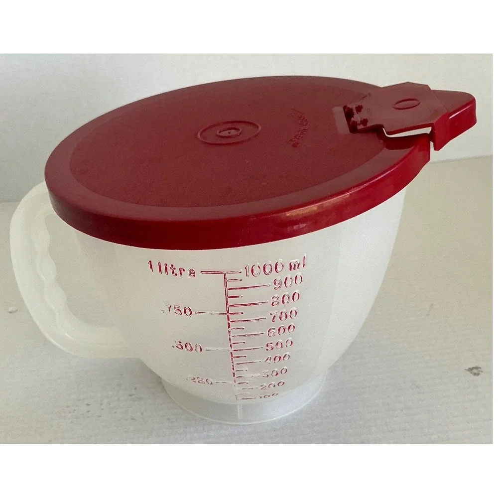 Tupperware Vintage Mix-N-Stor Measuring Pitcher 8 Cup 2 Quart Red Lid 1288-2